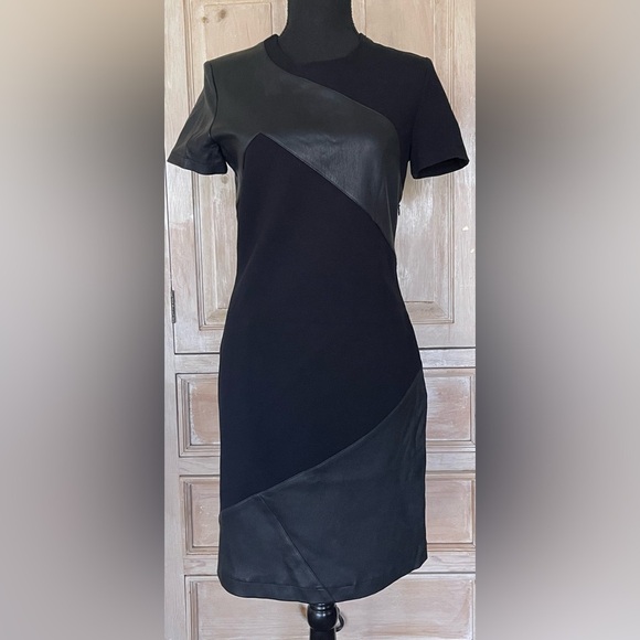 Authentic Emilio Pucci Black Geometric Lambskin Panel Dress Size 10 - Picture 1 of 8